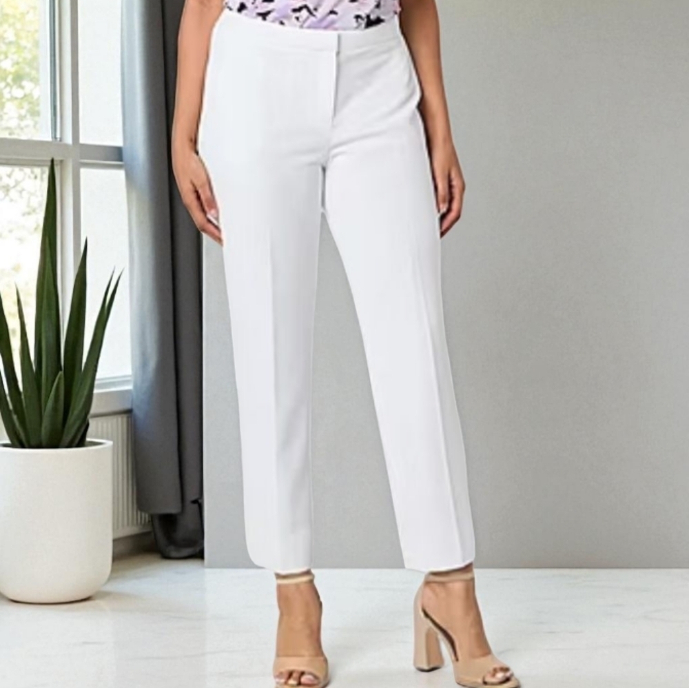 Counterparts  White straight leg hi rise cotton blend pants